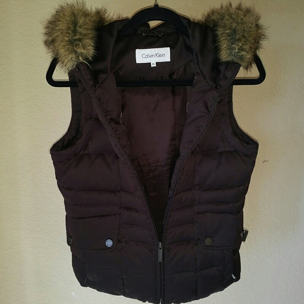 Calvin Klein Puffer Vest w/ Faux Fur Lined Hood